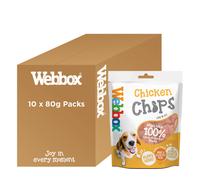 Webbox Chicken Chips Dog Treats - Made with 100 Percent Natural Chicken Breast, Puppy Friendly, Low Fat, Wheat and Gluten Free (10 x 80g Packs)