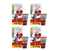 WEBBOX Lick-e-Lix Beef Yoghurt Cat Treats, 15g Sachets, Pack of 16