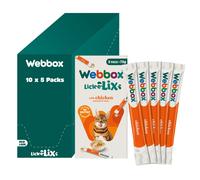 Webbox Lick-e-Lix Cat Treats, Chicken - Kitten Friendly, Grain and Gluten Free, No Artificial Preservatives or Colours (10 x 5 Packs)