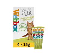 WEBBOX Lick-e-Lix Cat Treats, Liver Sausage & Cat Grass Yoghurt Snack, 4 x 15g Sachets - 1 PACK