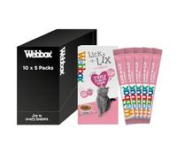 Webbox Lick-e-Lix Cat Treats, Salmon - Kitten Friendly, Grain and Gluten Free, No Artificial Preservatives or Colours (10 x 5 Packs)