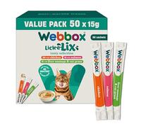 Webbox Lick-e-Lix Cat Treats Variety Value Pack - Kitten Friendly, Grain Free, No Artificial Preservatives or Colours (50 Pack)