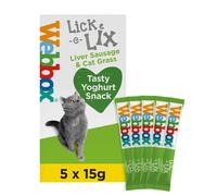 Webbox Lick-e-Lix with Liver Sausage & Cat Grass Tasty Yoghurty Treats 5 x 15g