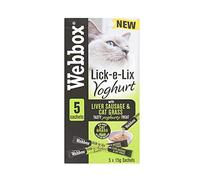 Webbox Lick e Lix Yoghurt with Liver Sausage and Cat Grass 5pcs (5x15g) (Deal of 10)