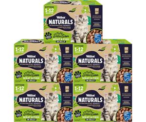 Webbox Naturals Complete Kitten (1-12 Months) Wet Cat Food, 60 x Meat & Fish in Jelly Variety Pack