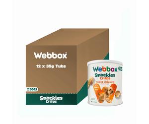 Webbox Snackies Crisps Dog Treats, Roast Chicken - Rich in Protein, Low Fat, Grain Free (12 x 35g Tubs)