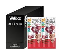 Webbox Tasty Sticks Cat Treats, Beef and Rabbit - Kitten Friendly, Wheat and Grain Free, No Artificial Colours (25 x 6 Packs)
