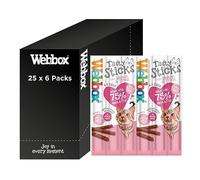 Webbox Tasty Sticks Cat Treats, Salmon and Trout - Kitten Friendly, Wheat and Grain Free, No Artificial Colours (25 x 6 Packs)