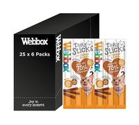 Webbox Tasty Sticks Cat Treats, Turkey and Lamb - Kitten Friendly, Wheat and Grain Free, No Artificial Colours (25 x 6 Packs)