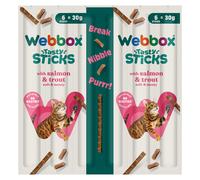 Webbox Tasty Sticks with Salmon & Trout 6 Semi-Moist Tasty Treats 30g