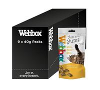 Webbox Yum-e-Yums Semi-Moist Cat Treats, Cheese - Kitten Friendly, Added Taurine, Wheat and Grain Free Recipe with No Artificial Colours (9 x 40g Bags)