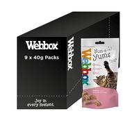 Webbox Yum-e-Yums Semi-Moist Cat Treats, Salmon - Kitten Friendly, Added Taurine, Wheat and Grain Free Recipe with No Artificial Colours (9 x 40g Bags)