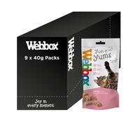 Webbox Yum-e-Yums Semi-Moist Cat Treats, Salmon - Kitten Friendly, Added Taurine, Wheat and Grain Free Recipe with No Artificial Colours (9 x 40g