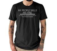 Webbs My People Skills are Fine Men's Black T-Shirt Comedy Funny Slogan T-Shirts (M)