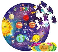 Webby Amazing Space Solar System Jigsaw Puzzle 60 Pieces for Kids Educational Astronomy Floor Puzzle with 4 Double Sided Flashcards Colourful Planet Design Learning Toy Age 4 5 6 7 UK Gift