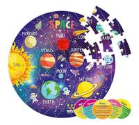 Webby Amazing Space Solar System Jigsaw Puzzle 60 Pieces for Kids Educational Astronomy Floor Puzzle with 4 Double Sided Flashcards Colourful Planet Design Learning Toy Age 4 5 6 7 UK Gift