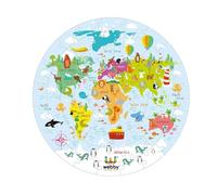 Webby Amazing World Map Jigsaw Floor Puzzle 60 Pieces for Kids Large Educational Geography Puzzle with 4 Double Sided Flashcards Learning Toy for Boys and Girls Age 4 5 6 7 UK Gift