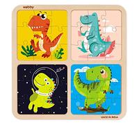 Webby Kid 4 in 1 Wooden Puzzle Toy | Puzzles for Memory, Creative Thinking, & Color Recognition | Safe, Eco-Friendly Wood | 36 Pieces with Easy-to-Grasp Pieces | Perfect for Indoor & Outdoor Play
