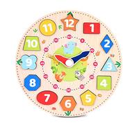Webby Wooden Early Educational Teaching Clock for kids (12 Pieces) | Rotating Hour & Minute Hands | Improve Motor Skills & Color Recognition for Toddlers