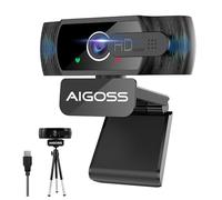 Webcam 1080P with Microphone and Webcam Cover, Tripod, Plug & Play, with Automatic Light Correction, for Laptop, PC, Desktop, for Live Streaming, Video Call, Conference, Online Teaching, Game