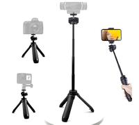 Webcam Stand, Extendable Webcam Tripod for Desk Lightweight Mini Tripod with Phone Holder, Desktop Tripods for logitech webcams C920 C922 C925e C922x C930e C930 C615 Brio, Smartphone and Action Camera