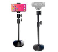 Webcam Stand with Phone Holder, Extendable Desktops Tripod Camera Stand Mount for Logitech Webcam C922 C930e C920S C920 C615 C960 C920x BRIO 4K NexiGo N60, Ring Light, GoPro, with 1/4" Thread