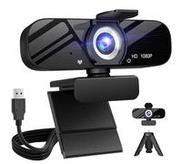 Webcam with Microphone for Desktop, 1080P HD USB Computer Cameras with Tripod, Flexible Rotable Wide Angle Webcam for PC Zoom Video/Gaming/Laptop