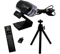WEBDARAZ 4K Ultra HD Remote Control with Stand Webcam, LED RGB Lighting, 95-Degree Wide Angle, Auto Focus, 1080P@60FPS, Black, USB 2.0, for Video Conferencing, Desktop/Laptop