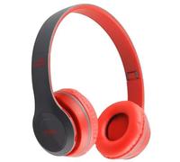 WEBDARAZ P47 Wireless Headphones, Over-Ear Design, Blue and Gray, Plastic Construction with LED Lights, Surround Sound, Gaming and School Use, Push Button Controls (RED)