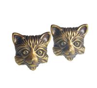 webead Knife Lanyard Beads, Necklace Pendant Beads, Charms Beads, Knife Pendant Beads, Paracord Beads, Leopard Cat Retro Brass Parachute Cord Bead EDC DIY Accessories(Pack of 2) ST#023