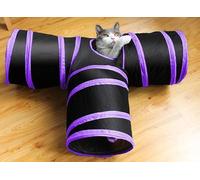Webeasy 3-Ways Collapsible Cat Tunnel Tube 25 cm High Cat Interactive Toy for Indoor Cats, Dogs, Rabbits (Purple)