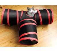 Webeasy Cat Tunnel 3-Ways Collapsible Cat Toy Tunnel Tube 25 cm high Cat Interactive Toy for Indoor Cats Extended Game Tunnel for Cats, Puppies, Kittens, Rabbits, Dogs(Red)