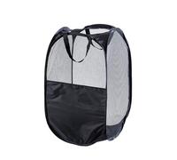 WEBEASY Laundry Basket, 1pc Pack Foldable Laundry Hamper Pop Up with Durable Handles, Portable Mesh Washing Laundry Bag with Handle Great for Home Kids Room College Dorm Travel (Black)