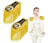 WEBEEDY 1 Pair 2 Pcs Shoulder Epaulettes Gold Black Military Tassels with Pin for Uniform Honor Guard Ceremony Halloween Costume Role Play Accessories Christmas Decoration, 11.7x7.8 cm