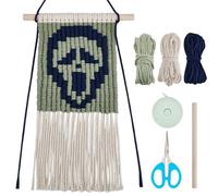 WEBEEDY 1 Set DIY Halloween Macrame Kit Skeleton Wall Hanging Kit Handmade Macrame Kit for Beginners with Step-by-Step Video Tutorials Halloween Skeleton Wall Hanging Ornaments for Home Room