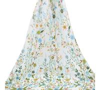 WEBEEDY 1 Yard Flower Lace Fabric Floral Embroidery Lace Fabric by The Yard 130cm Wide Soft Polyester Tulle Mesh Material for Wedding Dresses Skirts Party Decorations Christmas Home DIY Crafts