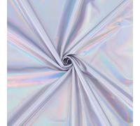 WEBEEDY 1 Yard Iridescent Silver Metallic Foil Stretch Fabric, 150cm Wide Shiny Stretch Foil Spandex Material Polyester Fabric by The Yard for Sewing Dancewear Costumes & DIY Crafts Decoration