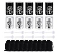 WEBEEDY 10 Mini Urns for Human Ashes 5 Black 5 Silver Small Keepsake Urns Set Memorial Cremation Keepsake Urn with Velvet Bag Spoon for Family Sharing Pet Remembrance Gifts