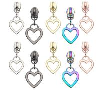 WEBEEDY 10 Pcs 5 Colors Heart Zipper Pulls Replacements #5 Backpack Zipper Pulls, Metal Zipper Sliders for Purse Luggage Jacket Nylon Coil Zippers Repair DIY Clothing Craft Making Accessory