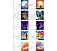 WEBEEDY 10 Pcs Sip and Paint Canvas Set Pre Drawn for Painting, Valentines Painting Kit for Couples Date Night, Art Painting Supplies, Home Date Night Activity, Sip Party Decor, 203x245mm
