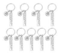 WEBEEDY 10 Pieces Friendship Keychain Gift Sunflower Keychain Jewelry Long Distance Best Friend Key Chains with Inspirational Words for Women Car Key Christmas Gifts Wallet Backpack Handbag Decor