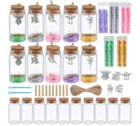 WEBEEDY 10 Sets Fairy Decorative Bottle Kit Message in a Bottle Ornaments with 10 Wish Paper, Angel Charms, Small Magic Potion Making Fairy Gifts for Women Party Favor Bulk Hanging Ornaments