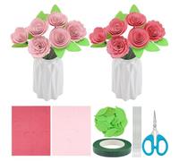WEBEEDY 10 Sets Paper Flowers Making Kit Flower Art Paper Craft for Beginner,DIY Papers Flowers Decorations Kit with Pre-Cut Flower, Wire Stems,Felt Leaves for Wedding Birthday Party Floral Gift