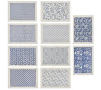 WEBEEDY 10 Styles Underglaze Transfers Decals Waterslide Decal Blue and White Porcelain Ceramic Transfers Clay Transfer Sheets for Pottery DIY Handicrafts Overglaze Enamel Decal Gift, 48x33cm
