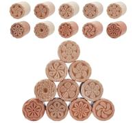 WEBEEDY 10 Styles Wooden Clay Modeling Pattern Stamp Kit 2 Colours Clay Stamps for Pottery Tool Hand Carved Stamps with Mixed Patterns Column Wooden Pottery Stamp for Clay and Ceramic,5x3.5cm/2x1.4"