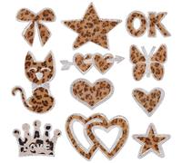 WEBEEDY 11 Styles Leopard Rhinestone Iron on Patches Heart Bow Cat Embroidered Applique, Sewing on Appliques Embellishments for Clothing Jackets Backpacks Bag T-Shirt Jeans Dress Phone Case Decor