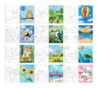 WEBEEDY 11 Styles Pre Drawn for Painting, 8x10'' Sunflower Pre Drawn Canvas Bee Owl Cute Animal Pre Stretch Canvases Paint and Sip Kit for Art Painting Set, Birthday Party Supplies, Adult's Date Night