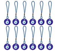 WEBEEDY 12 Pcs Evil Eye Car Charm Blue Turkish Evil Eye Car Hanging Ornament, Blue Bead Lucky Charm for Cars Rearview Mirror Window Door Protection Home Wall Decor, Gift for Father's Day Wedding