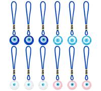 WEBEEDY 12 Pcs Evil Eye Car Hanging Ornament for Rear View Mirror,Evil Eye Charms for Protection and Blessing,Evil Eye Car Accessories Decor Gift for Window Car Door Frame Balcony Pendent,4 Colors