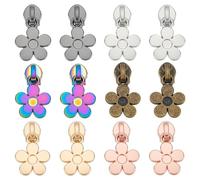 WEBEEDY 12 PCS Flower Zipper Pulls 5# Zipper Pulls 6 Colors Replacement Floral Zipper Sliders Alloy Colorful Zip Head Repair for Luggages Handbag Clothes Shoes DIY Tailors Sewing Accessories,3.2cm